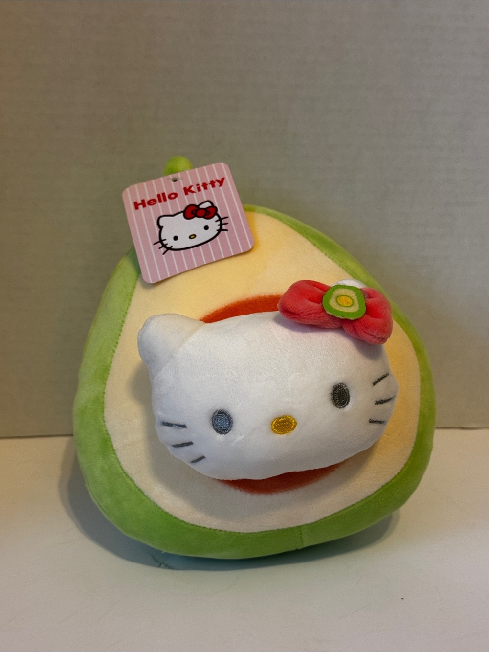Hello Kitty Green Avocado Plush with Pink Bow